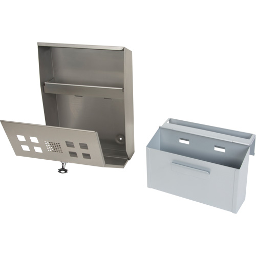 Cendrier, Montage mural, Acier inoxydable, Capacit&eacute; 1.6 Litres, Hauteur 13-4/5" Auto-Cam