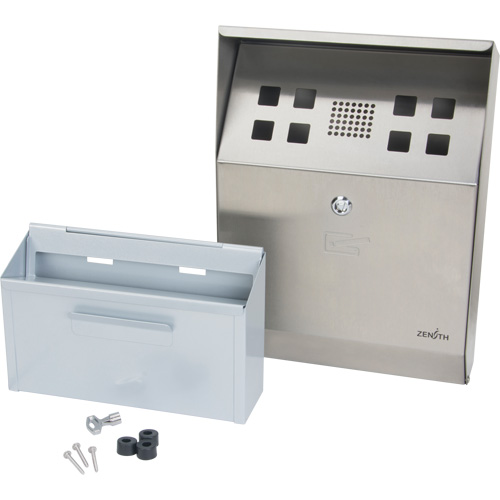 Cendrier, Montage mural, Acier inoxydable, Capacit&eacute; 1.6 Litres, Hauteur 13-4/5" Auto-Cam