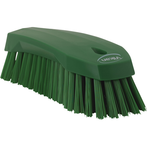 Large Angled Hand Brush, Stiff Bristles, 8" Long, Green Auto-Cam