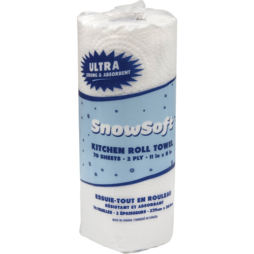 Essuie-tout pour cuisines de premi&egrave;re qualit&eacute; Snow Soft, 2 Pli, 70 Feuilles/rouleau, 8" la, 11" lo Auto-Cam