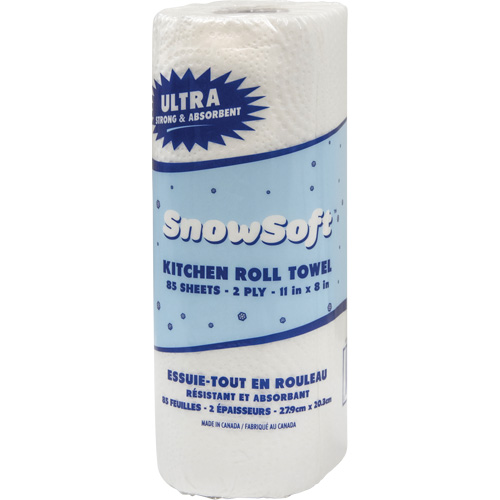 Snow Soft Premium Kitchen Towels, 2 Ply, 85 Sheets/Roll, 8" W, 11" L Auto-Cam