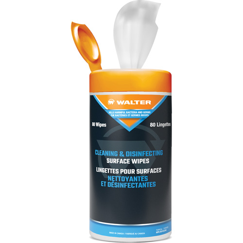 Lingettes pour le nettoyage, d&eacute;sinfection et d&eacute;graissage de surfaces, 12" x 5,5", 80 lingettes Auto-Cam