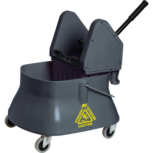 Seau pour vadrouille et essoreuse Champ, Pression vers le bas, 6,5 gal. US (26 pintes)/7,5 gal. US (30 pintes), Gris Auto-Cam