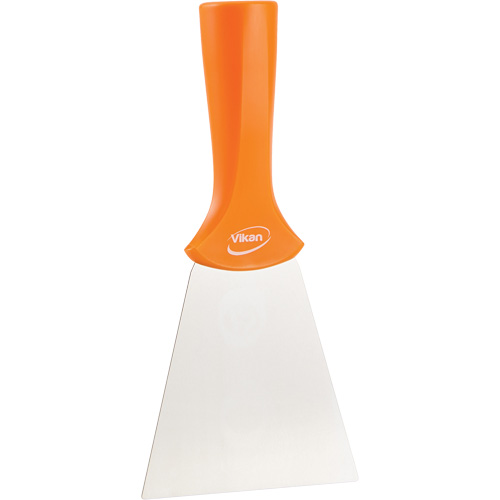 Handle-Mounted Stainless Steel Scraper, Orange, 4" W x 8" L Auto-Cam