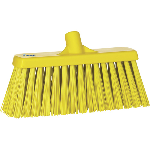 Heavy-Duty Push Broom, Stiff Bristles, 13", Polyester, Yellow Auto-Cam