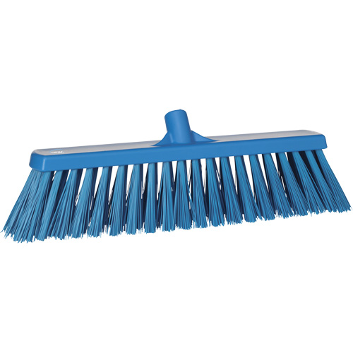 Heavy-Duty Push Broom, Stiff Bristles, 20", Polyester, Blue Auto-Cam