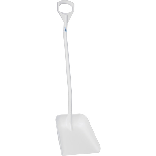 Ergonomic Large Blade Shovel, 51" Length, Plastic, White Auto-Cam