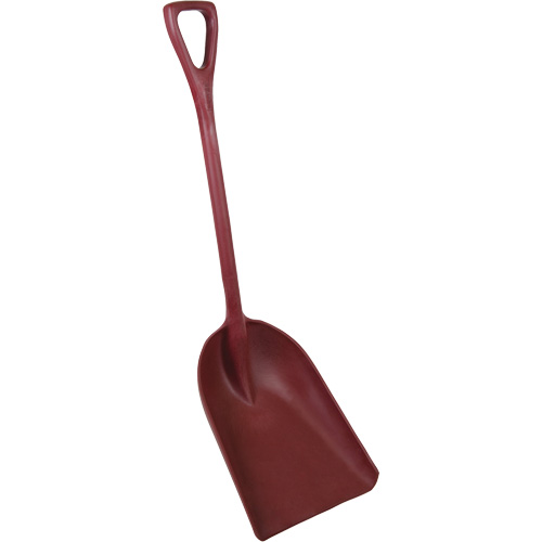 One-Piece Metal Detectable Shovel, 13-3/4" x 17" Blade, 42-1/2" Length, Plastic, Red Auto-Cam