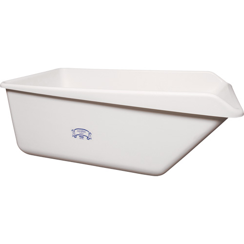 Angled Dump Tub with Drain, Plastic, White Auto-Cam