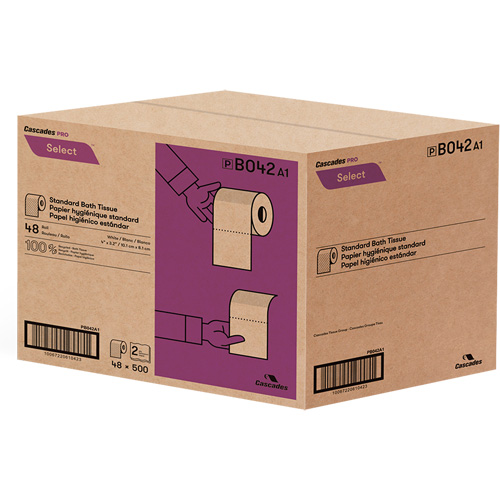 Pro Select&reg; Toilet Paper, 2 Ply, 500 Sheets/Roll, White Auto-Cam