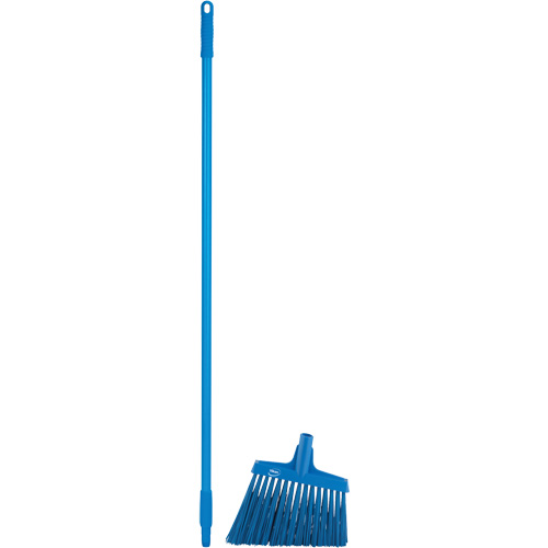 Angle Broom Head with Handle, X-Coarse Bristles, 12", Polyester, Blue Auto-Cam