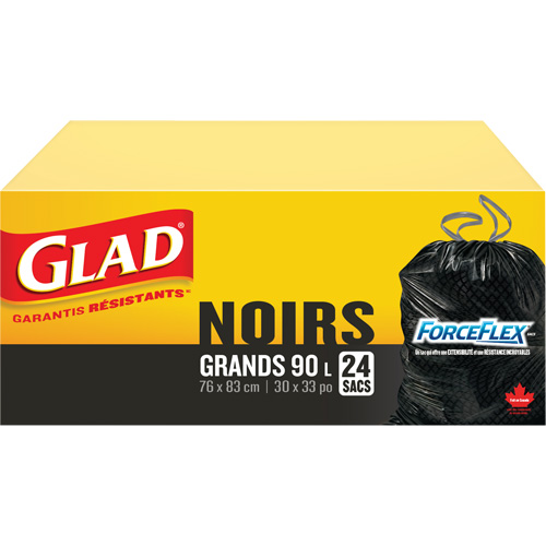 90L Garbage Bags, Regular, 30" W x 33" L, Black Auto-Cam