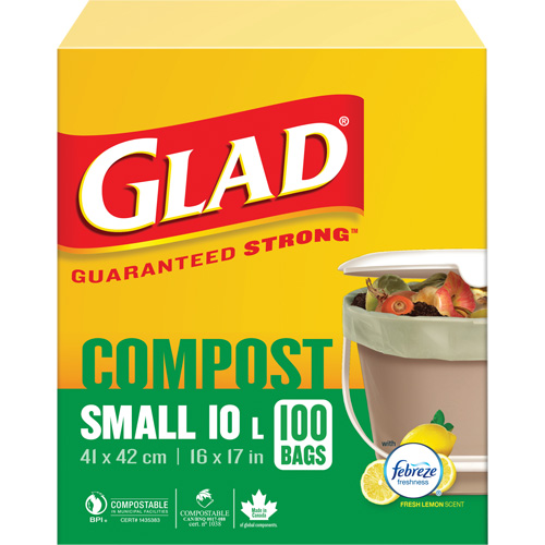 Petits sacs de compostage, R&eacute;gulier, 17" lo x 16" la, Brun, Capacit&eacute; de 10 L (3 gal.) Auto-Cam