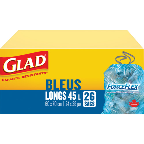 45L Recycling Bags, Regular, 24" W x 28" L, Blue Auto-Cam