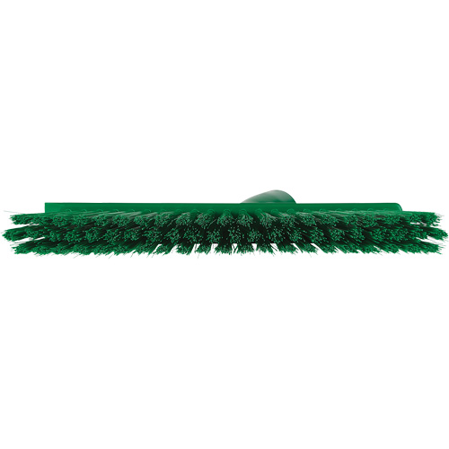 Dustpan Broom with Angled Thread, Medium Bristles, 10", Polyester, Green Auto-Cam