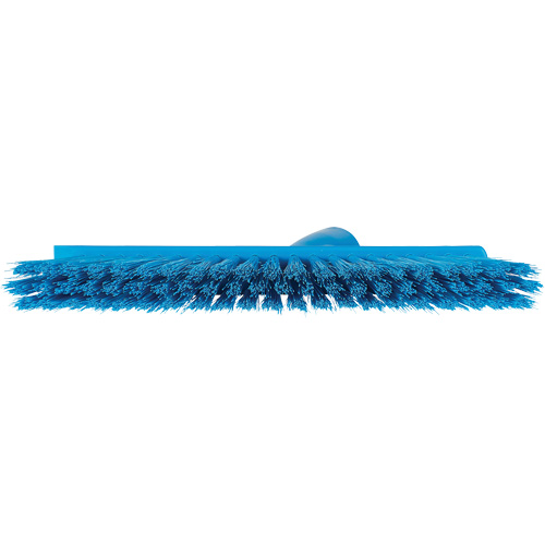 Dustpan Broom with Angled Thread, Medium Bristles, 10", Polyester, Blue Auto-Cam