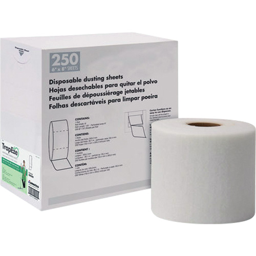 TrapEze&reg; Single Roll Disposable Dusting Sheets, Polyester, White Auto-Cam