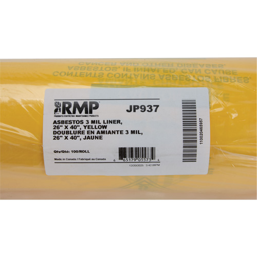 Hazardous Waste Liners, Asbestos, 40" L x 26" W, 3 mils Auto-Cam