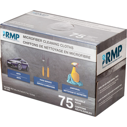 Washable Cleaning Cloths, Microfibre, White Auto-Cam
