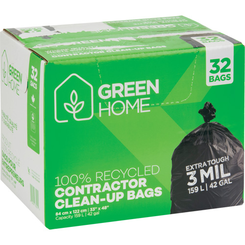 Sacs &agrave; ordures Green Home, Fort, 33" la x 48" lo, 3 mils, Noir, Capacit&eacute; 159 L (42 gal.) Auto-Cam