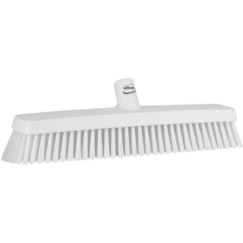 Push Broom Head, Fine/Stiff Bristles, 16-1/2", Polyester/Polypropylene, White Auto-Cam