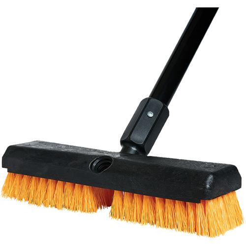Cleaning Brush with Handle, 10" L, Polypropylene Bristles, Black/Red Auto-Cam