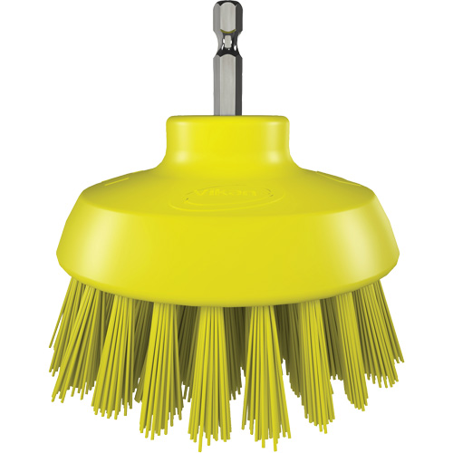 HyDrive Round Drill Brush, Extra Stiff Bristles, 3-1/10" Long, Yellow Auto-Cam