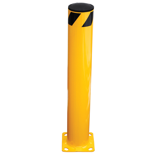 Safety Bollard, Steel, 36" H x 5.5" W, Yellow Auto-Cam