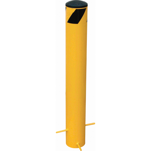 Pour-In-Place Bollards, Steel, 42-1/2" H x 5-9/16" W, Yellow Auto-Cam