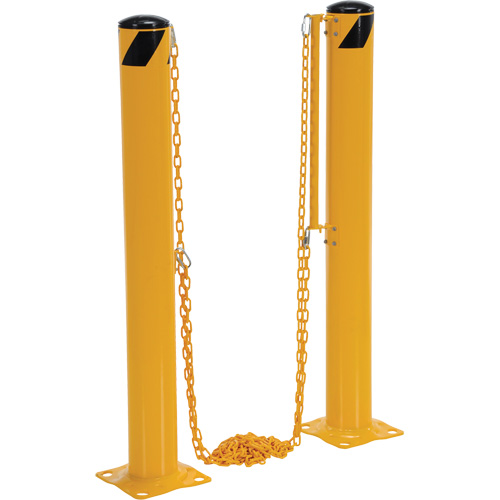 Syst&egrave;me de bornes de protection et chaînes pour quai, Acier, 42" h x 6-5/8" la, Jaune Auto-Cam