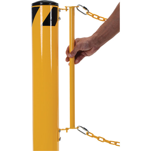 Syst&egrave;me de bornes de protection et chaînes pour quai, Acier, 42" h x 6-5/8" la, Jaune Auto-Cam
