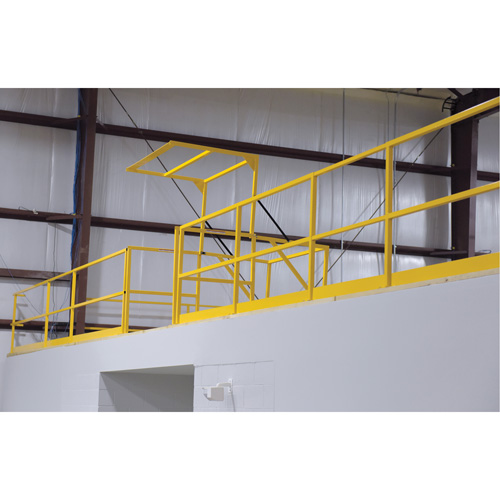 Mezzanine Safety Gate, 68-1/2" L x 42" H, 80-1/16" Raised, Yellow Auto-Cam