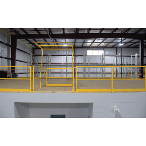 Mezzanine Safety Gate, 68-1/2" L x 42" H, 80-1/16" Raised, Yellow Auto-Cam