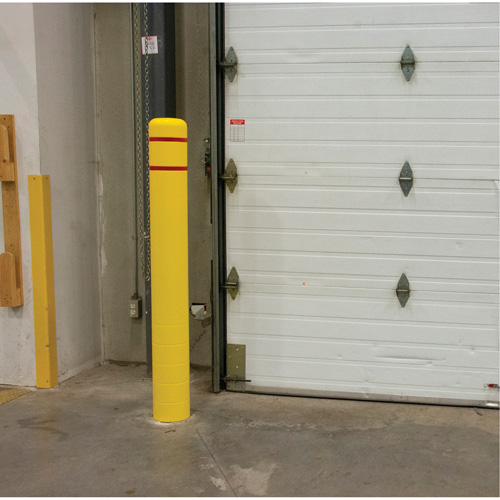 Polyethylene Bollard Cover, 4-1/2" Dia. x 52" L, Red/Yellow Auto-Cam