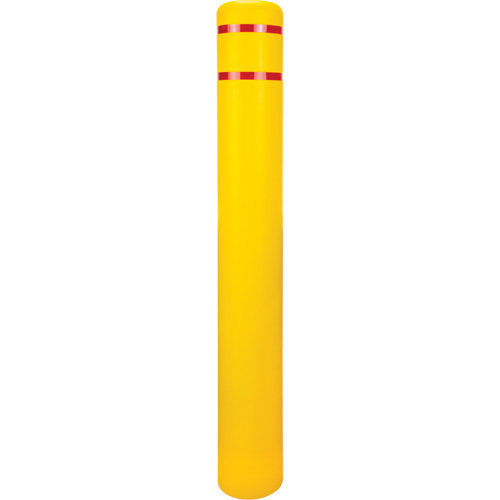 Polyethylene Bollard Cover, 6-5/8" Dia. x 52" L, Red/Yellow Auto-Cam