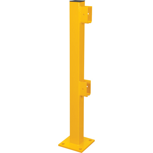 End Post for Light-Duty Guard Rails, Steel, 42" H, Safety Yellow Auto-Cam