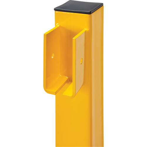 End Post for Light-Duty Guard Rails, Steel, 42" H, Safety Yellow Auto-Cam