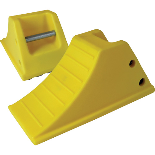 40 Ton Large Equipment Wheel Chock with Grip Pads, Urethane, Yellow Auto-Cam