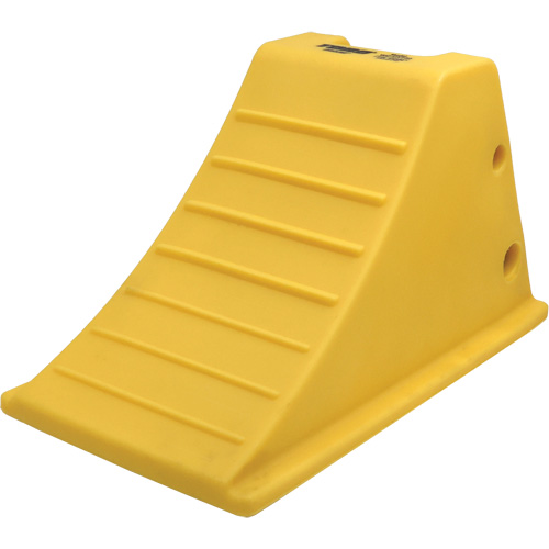 75 Ton Large Equipment Wheel Chock with Grip Pads, Urethane, Yellow Auto-Cam