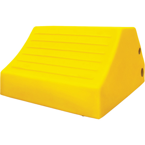 165 Ton Large Equipment Wheel Chock with Handle & Hole, Urethane, Yellow Auto-Cam