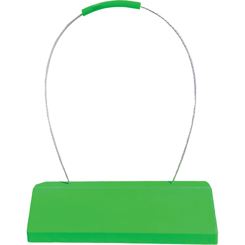 Cale de roue pour avion Checkers Safety SafeRay avec poign&eacute;e &agrave; c&acirc;ble ergonomique, Ur&eacute;thane, Vert fluorescent, 24" la x 8" p x 6" h Auto-Cam