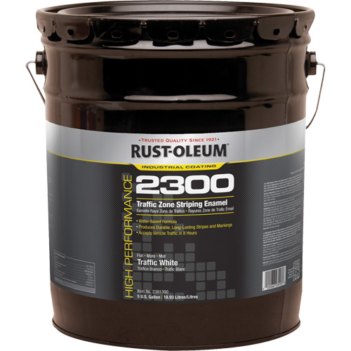High-Performance 2300 System Traffic Zone Striping Paint, White, 5 gal., Pail Auto-Cam