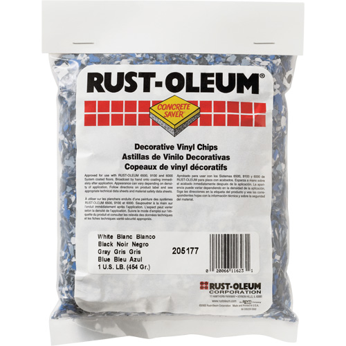 Pastilles de vinyle d&eacute;coratives Concrete Saver, 0,5 kg, Sac, M&eacute;lange noir/blanc/bleu Auto-Cam