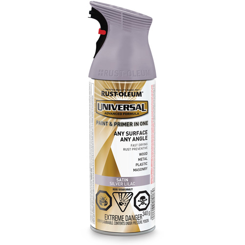 Universal&reg; Enamel Paint & Primer In One, Silver Lilac Purple, Satin, Aerosol Can Auto-Cam