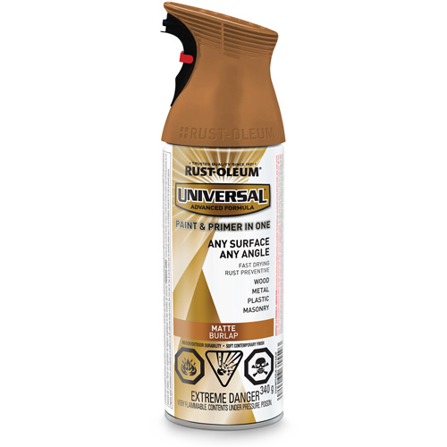 Universal&reg; Enamel Paint & Primer In One, Burlap Brown, Matte, Aerosol Can Auto-Cam