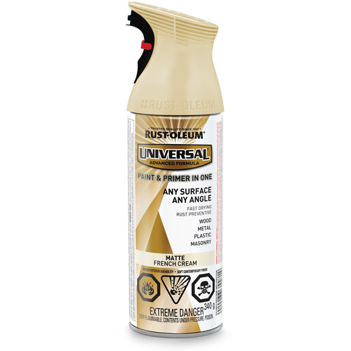 Universal&reg; Enamel Paint & Primer In One, French Cream White, Matte, Aerosol Can Auto-Cam