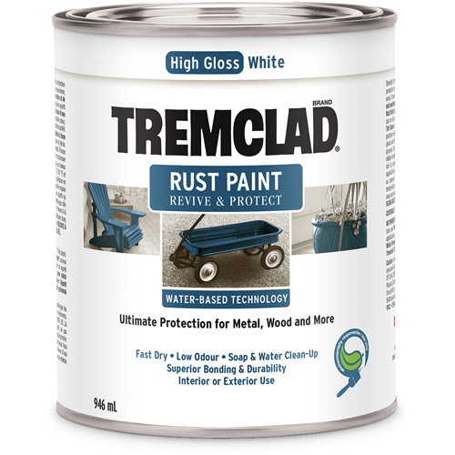 Tremclad&reg; Water-Based Rust Paint, 946 ml, Can, White Auto-Cam