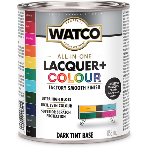Watco&reg; All In One Lacquer + Colour Dark Tint Base, 946 ml, Dark Tint Base, High-Gloss Auto-Cam