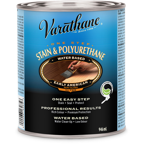 Varathane&reg; One Step Stain & Polyurethane, 946 ml, Early American Auto-Cam