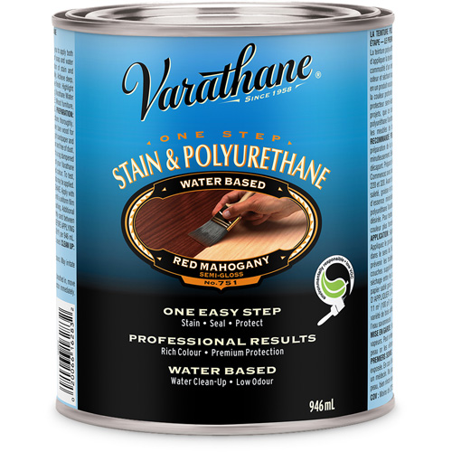 Varathane&reg; One Step Stain & Polyurethane, 946 ml, Red Mahogany Auto-Cam